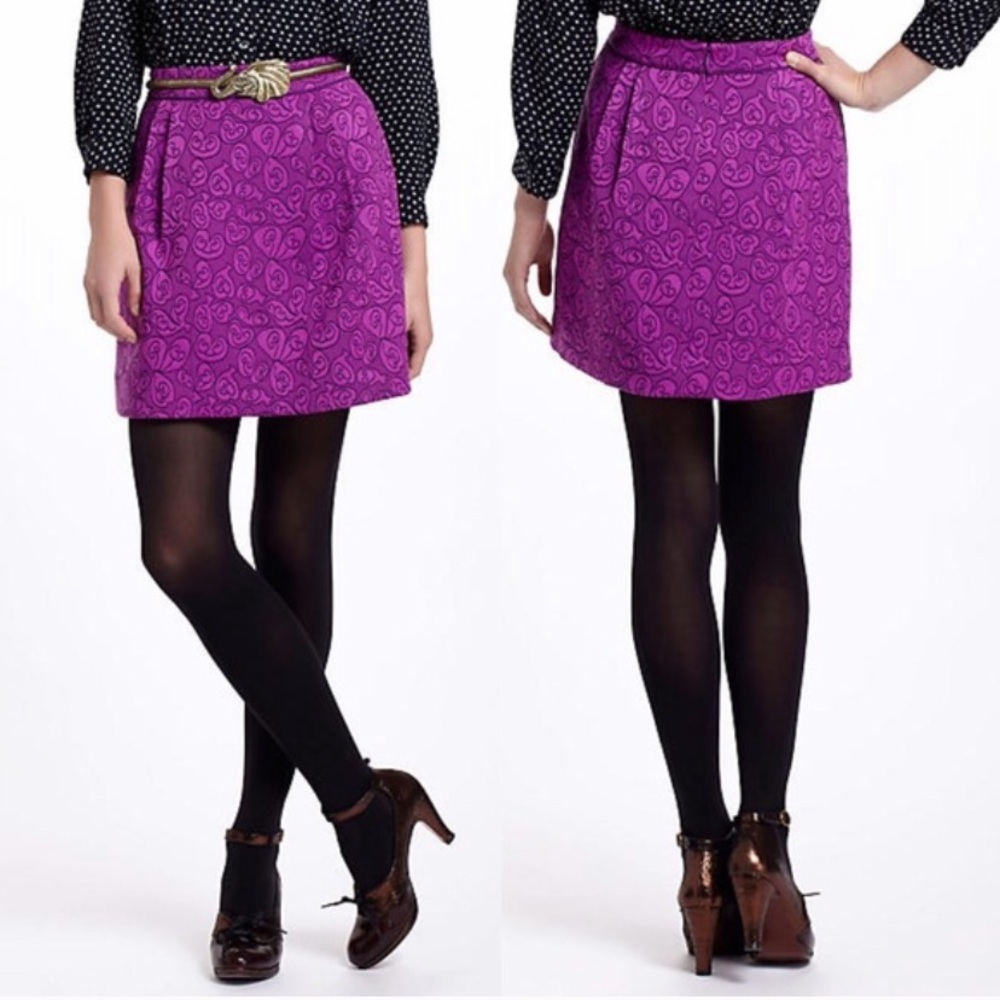 Anthro HD in Paris prunus purple brocade skirt/ 00